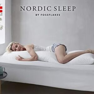 NIB Body Pillow by FOSSFLAKES Nordic Sleep 60" X 18" with Cover Made In Denmark